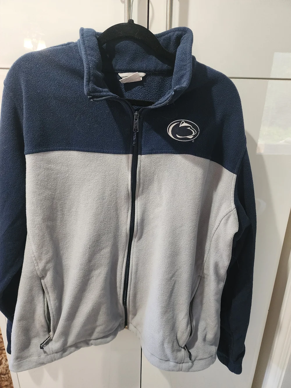Columbia Penn STATE Two-Tone Full-Zip Fleece Jacket - Navy & Light Gray